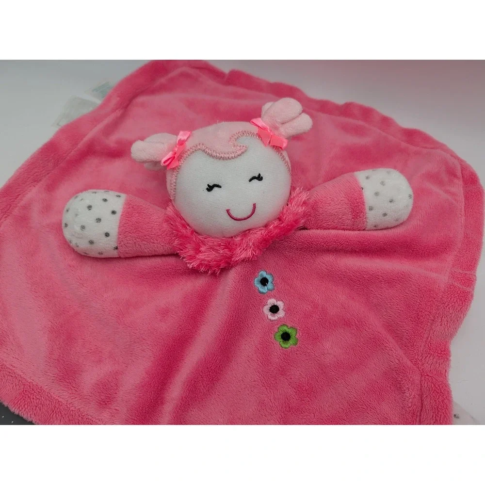 Okie Dokie Baby Security Blanket Lovey Pink Doll Girl Flower Satin Back 2011